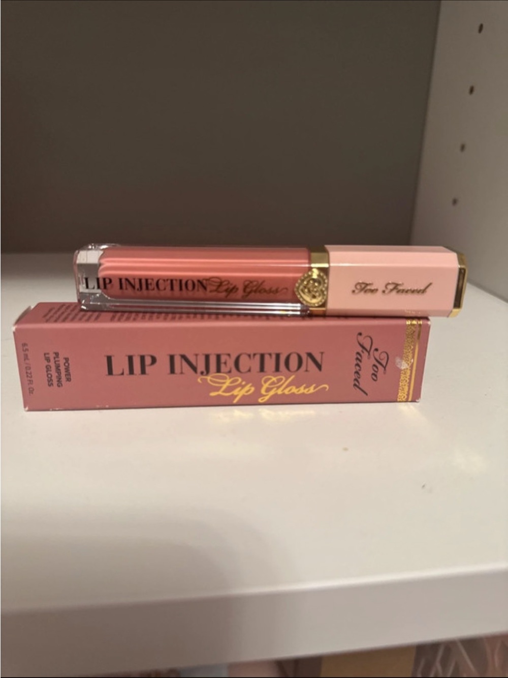 Too Faced Lip Injection Lip Gloss — Dusty Rose Pink Plumping Gloss